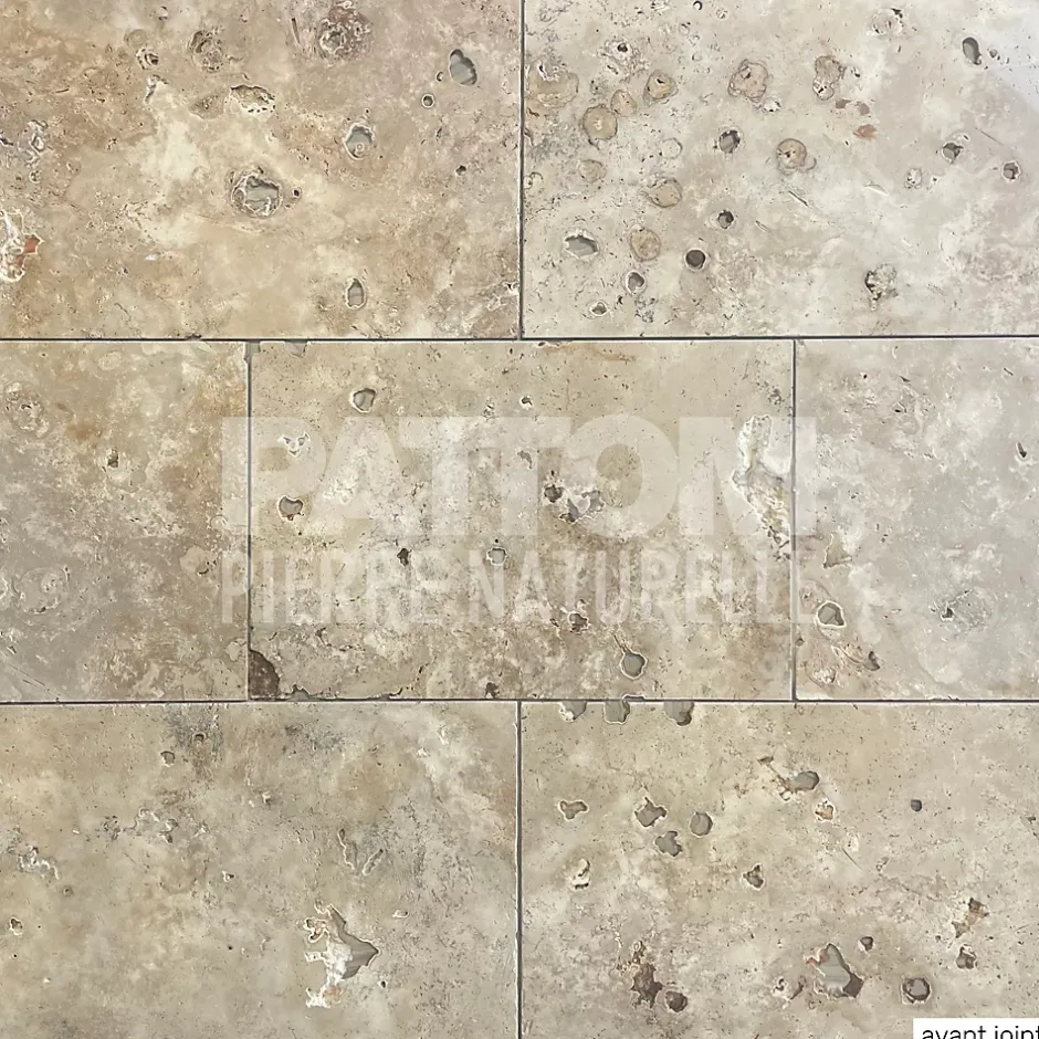 Pattom TRAVERTIN RUSTIC (2nd choix), piere naturelle, 40,6 x 61 EP 1,2cm - LIVRAISON CHARIOT EMBARQUÉ