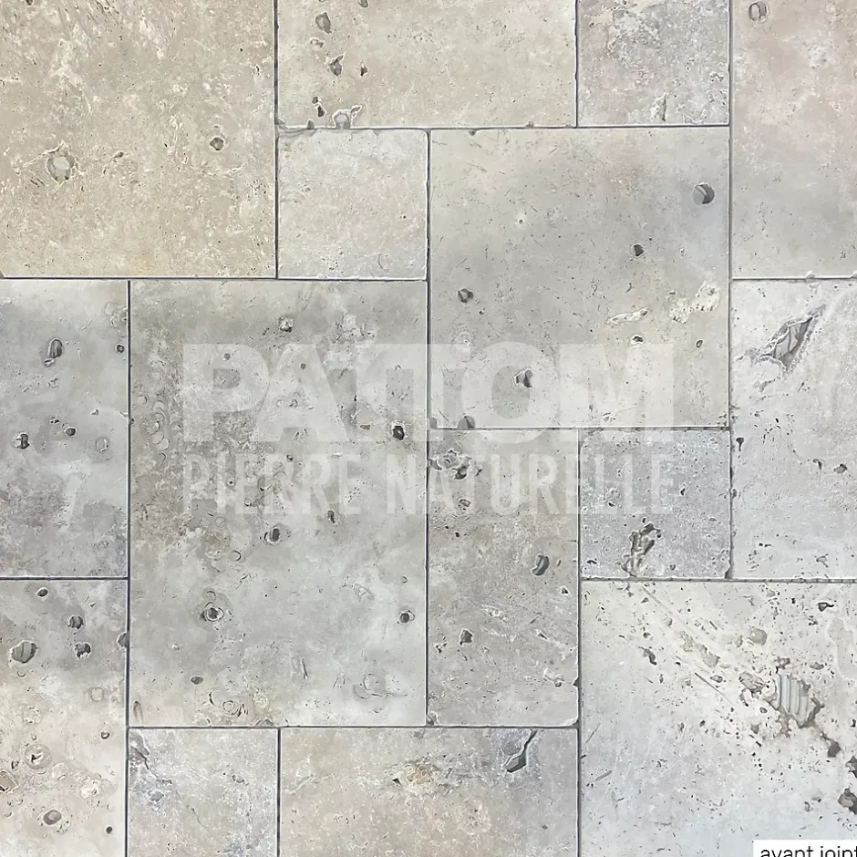 TRAVERTIN RUSTIC (2nd Choix) , pierre naturelle, Opus 4 formats EP 1,2cm (carton de 0,74m2) - LIVRAISON CHARIOT EMBARQUÉ-Pattom