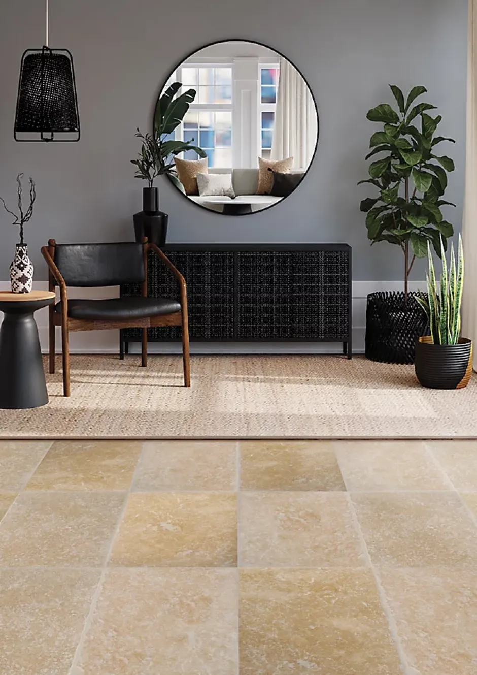 Casa Linéa Travertin sol et mur intérieur beige L.61 x l.40,6 cm x ép.12 mm, Travertino