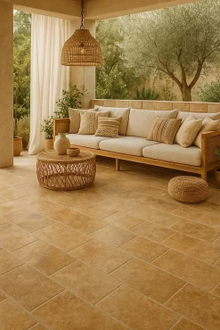 Casa Linéa Travertin sol et mur intérieur beige L.61 x l.40,6 cm x ép.12 mm, Travertino