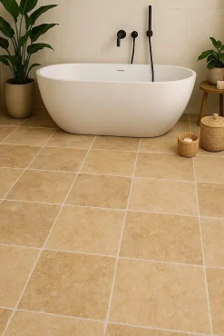 Travertin sol et mur intérieur L.61 x l.61 cm x ép.12 mm, Travertino