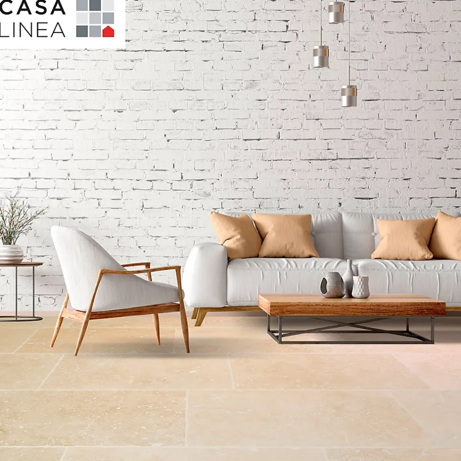 Travertin sol et mur intérieur L.60 x l.40 cm x ép.12 mm, Travertino Light