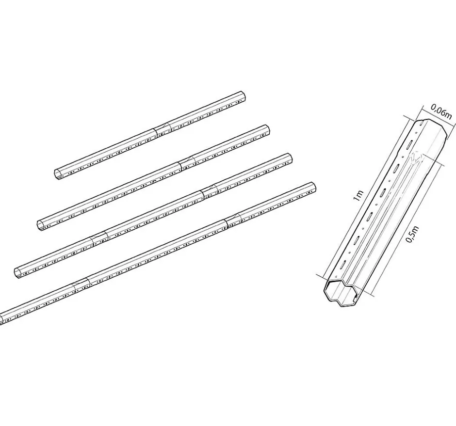 Avosdim Tube télescopique octogonal 100 cm pour axe de volet roulant diamètre 60 mm recoupable