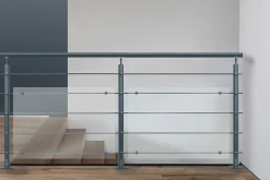 Verre synthétique avec supports de fixation gris RAL7016 pour garde-corps-Kordo Outlet