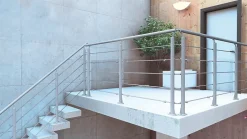 Kordo Verre synthétique avec supports de fixation Gris RAL 9006 pour garde-corps