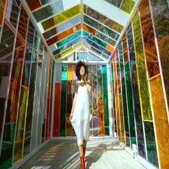 Strativer Distributi Verre synthétique cristal acrylique PMMA colori bleu givré 100x100 cm, ép.3 mm