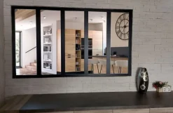 Verriere D'atelier Bois Mdf Noir 5 Vitrages Clairs H108 Cm X L182 Cm-Gd Menuiseries Sale