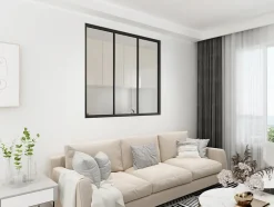 Verrière Factory Verrière - 3 Vitrages - L: 119cm H: 105cm - Acier Ultra Fin - Noir Mat (RAL 9005) - Livrée Montée