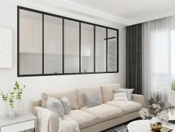 Verrière - 6 Vitrages - L: 233cm H: 105cm - Acier Ultra Fin - Noir Mat (RAL 9005) - Livrée Montée-Verrière Factory Online