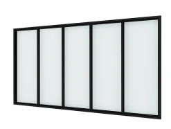 Verrière - 5 Vitrages - L: 195cm H: 105cm - Acier Ultra Fin - Noir Mat (RAL 9005) - Livrée Montée-Verrière Factory Best