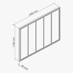 Mon Marché Déco Verrière 5 Carreaux - Déjà Montée - Noir Mat