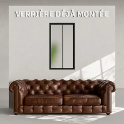 Verrière 2 Carreaux - Déjà Montée - Noir Mat - Verre Dépoli-Mon Marché Déco New