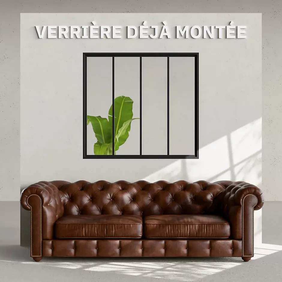 Verrière 4 Carreaux - Déjà Montée - Noir Mat-Mon Marché Déco Online