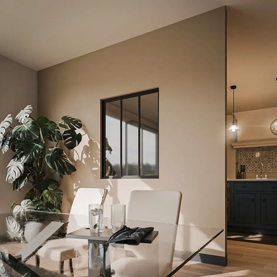 Mon Marché Déco Verrière 3 Carreaux - Déjà Montée - Noir Mat