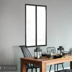 Verrière 2 carreaux opaques, coloris noir mat H108 x l.63cm