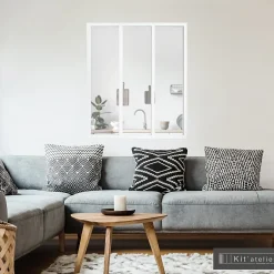 Verrière 3 carreaux transparents, coloris blanc H108 x l.93cm