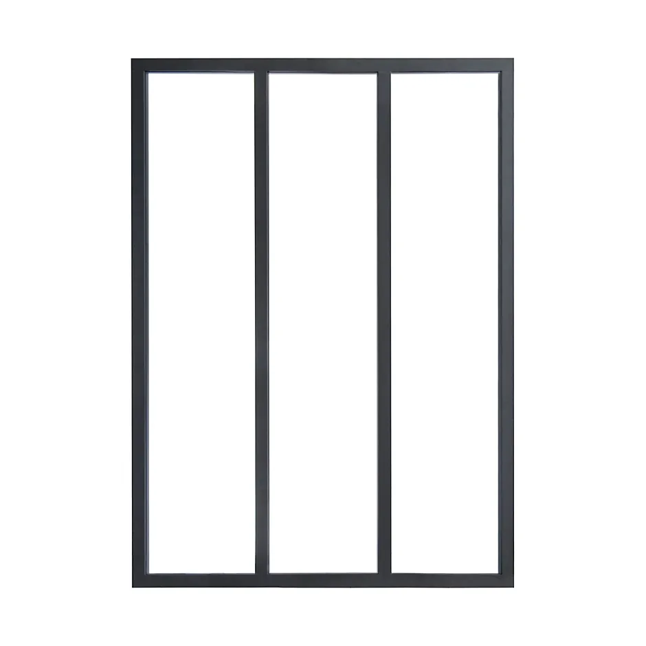 Verrière 3 carreaux transparents, coloris noir mat H130 x l.93cm