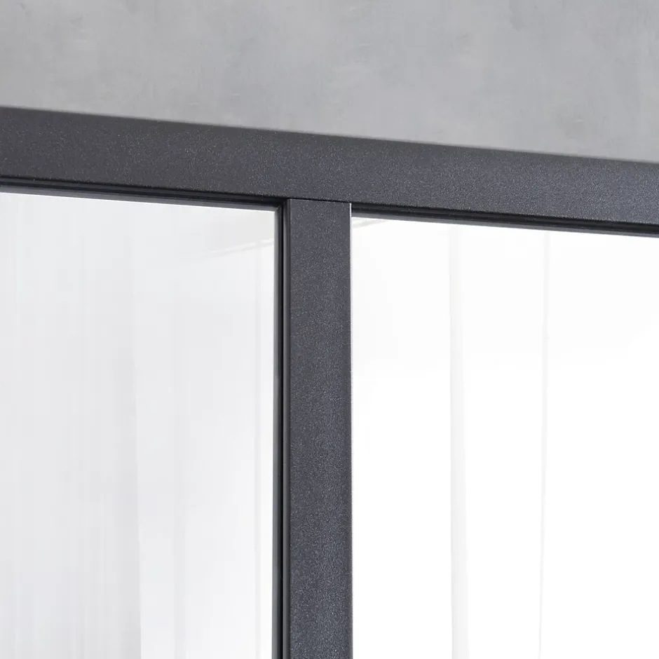 Verrière 3 carreaux transparents, coloris noir mat H130 x l.93cm