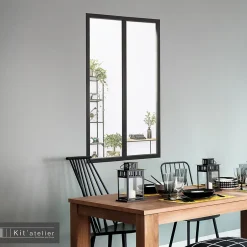 Verrière 2 carreaux transparents, coloris noir mat H108 x l.63 cm- Online