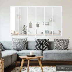 Verrière 6 carreaux transparents, coloris blanc H108 x l.183cm- Best