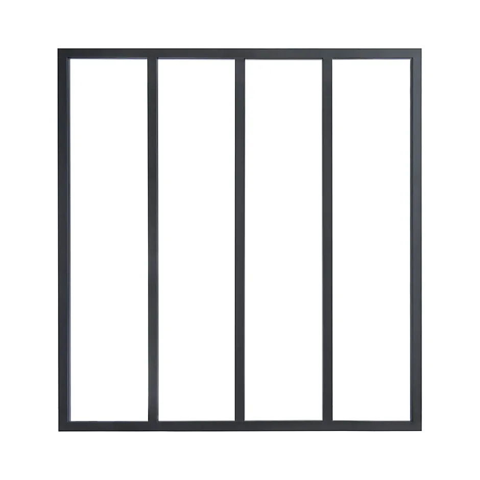 Verrière 4 carreaux transparents, coloris noir mat H130 x l.123cm