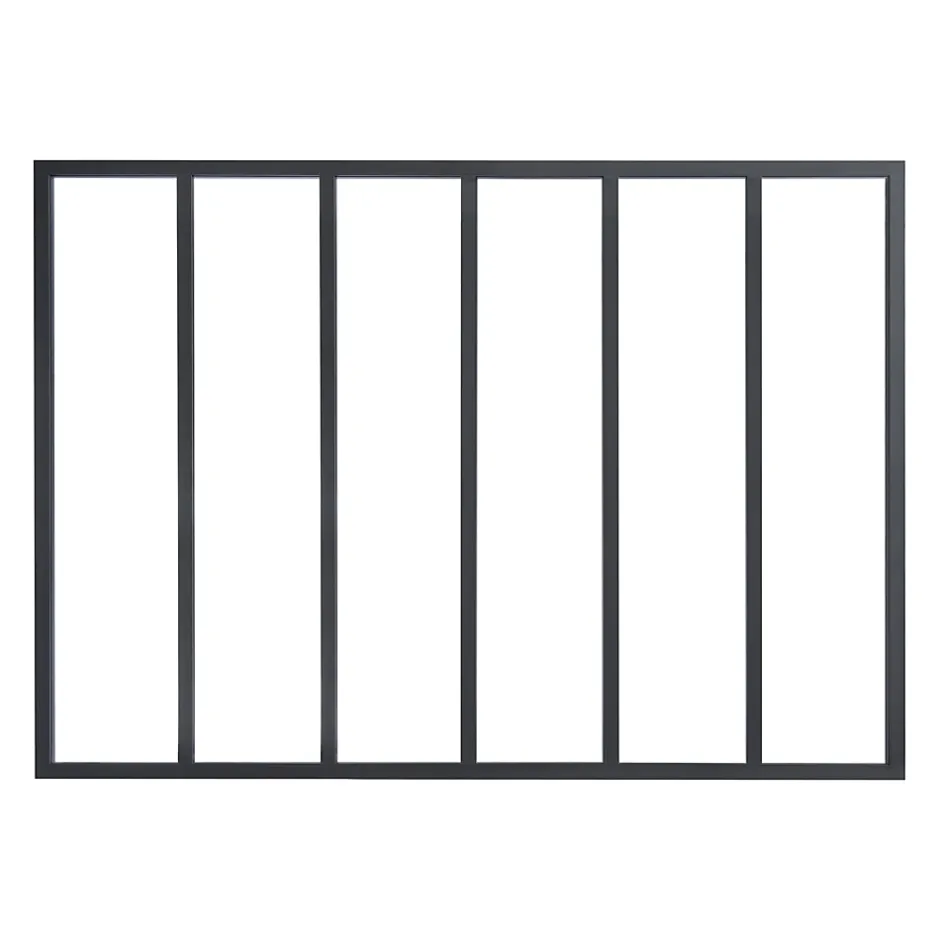 Verrière 6 carreaux transparents, coloris noir mat H130 x l.183cm