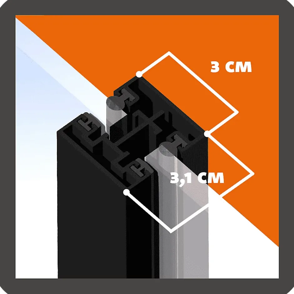 Verrière 1 grand carreau - L x H : 103,5 x 108,2 cm - Laqué noir 9005 granité - vitrages inclus-MySystem New