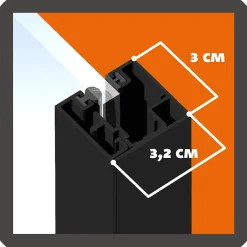 MySystem Verrière 2 grands carreaux - L x H : 70,4 x 113,8 cm - Laqué noir 9005 granité - vitrages inclus
