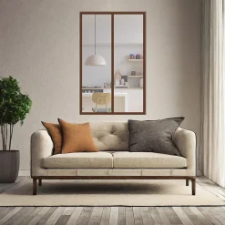 Verrière 2 grands carreaux - L x H : 69 x 110 cm - Laqué effet rouille granité - vitrages inclus-MySystem Discount