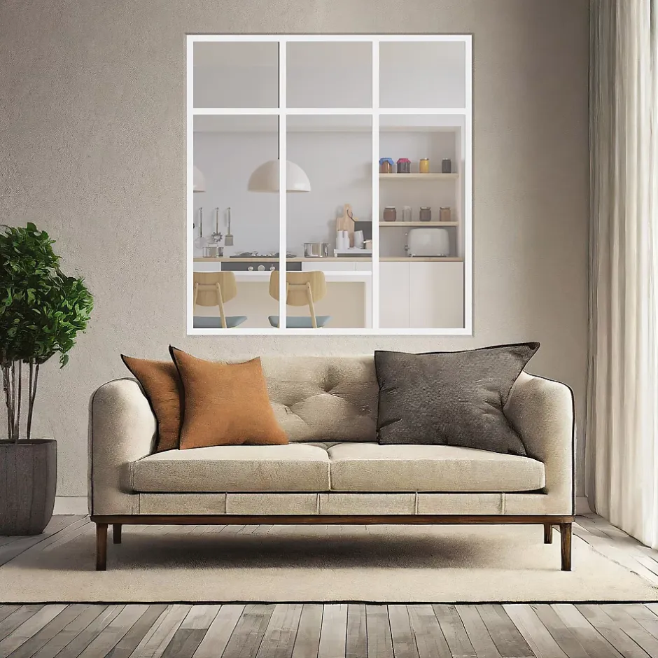 Verrière 3 sections avec imposte - L x H : 102 x 125 cm - Laqué blanc 9003 granité - vitrages inclus-MySystem Online