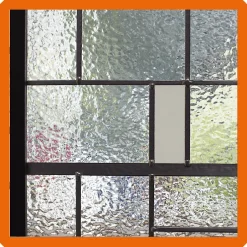 MySystem Verrière 4 verres Chicago - L x H : 135 x 125 cm - Laqué effet rouille granité - verre Sahara inclus