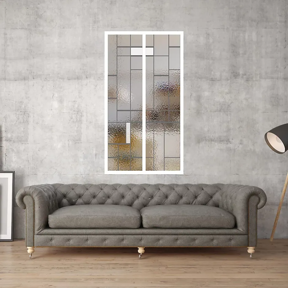 Verrière 2 verres Chicago - L x H : 69 x 125 cm - Laqué blanc 9003 granité - verre Sahara inclus-MySystem Online