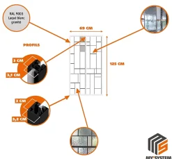 Verrière 2 verres Chicago - L x H : 69 x 125 cm - Laqué blanc 9003 granité - verre Sahara inclus-MySystem Online