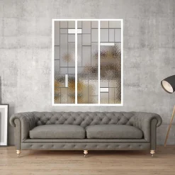 Verrière 3 verres Chicago - L x H : 102 x 125 cm - Laqué blanc 9003 granité - verre Sahara inclus-MySystem