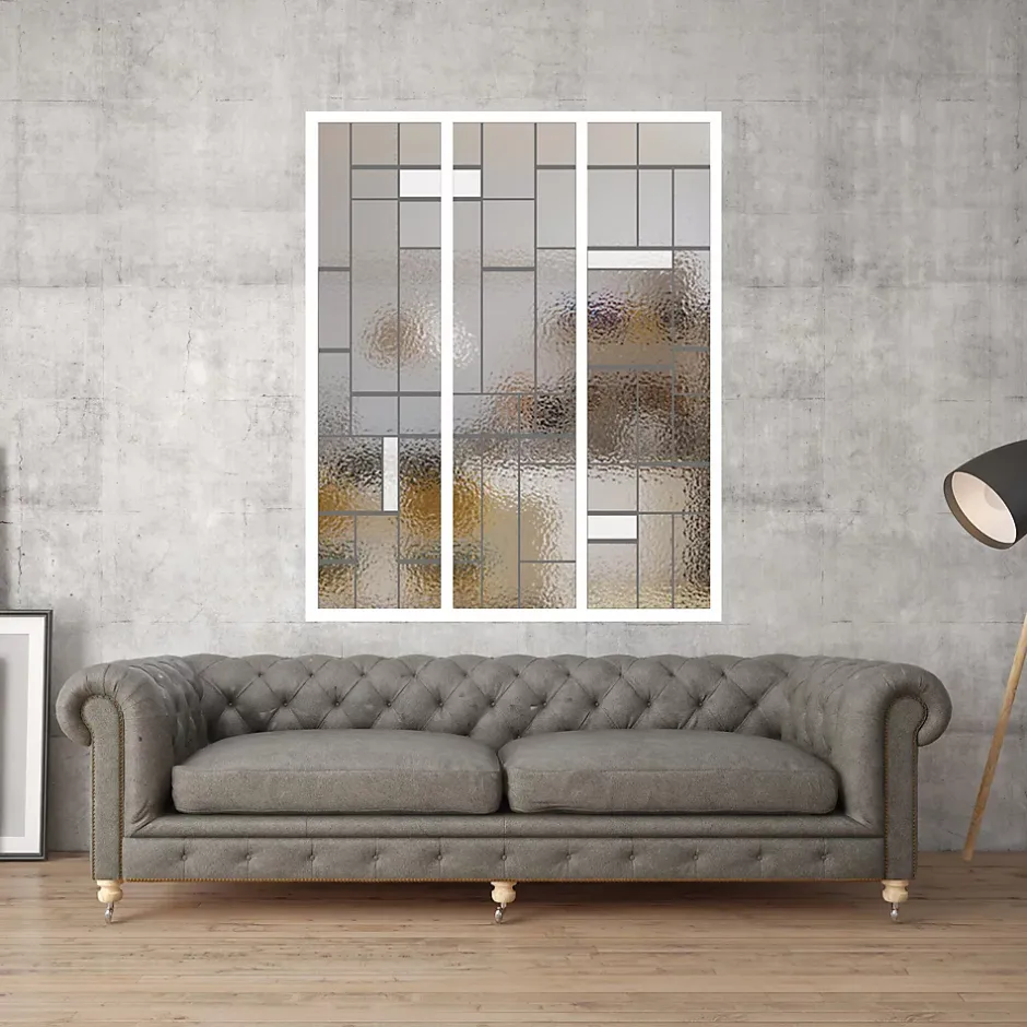 Verrière 3 verres Chicago - L x H : 102 x 125 cm - Laqué blanc 9003 granité - verre Sahara inclus-MySystem