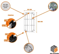 Verrière 2 verres Curly - L x H : 69 x 125 cm - Laqué blanc 9003 granité - verre Sahara inclus-MySystem Hot