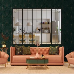 Verrière 5 verres Curly - L x H : 168 x 125 cm - Laqué noir 9005 granité - verre Clair inclus-MySystem Clearance