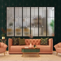 Verrière 6 verres Curly - L x H : 201 x 125 cm - Laqué noir 9005 granité - verre Sahara inclus-MySystem New