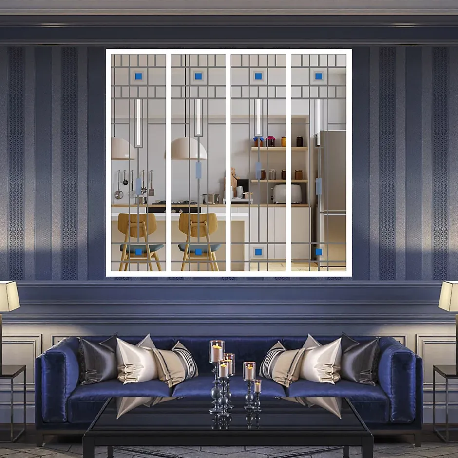 Verrière 4 verres Hudson - L x H : 135 x 125 cm - Laqué blanc 9003 granité - verre Clair inclus-MySystem New