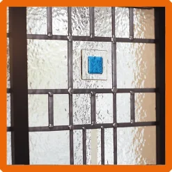 Verrière 4 verres Hudson - L x H : 135 x 125 cm - Laqué blanc 9003 granité - verre Sahara inclus-MySystem Clearance