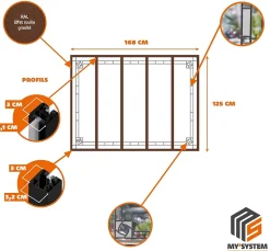 Verrière 5 verres Mackintosh - L x H : 168 x 125 cm - Laqué effet rouille granité - verre Clair inclus-MySystem Hot