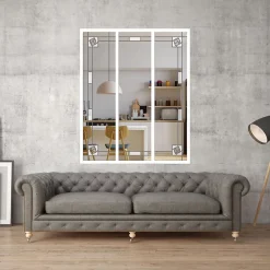 MySystem Verrière 3 verres Mackintosh - L x H : 102 x 125 cm - Laqué blanc 9003 granité - verre Clair inclus