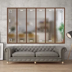 MySystem Verrière 6 verres Mackintosh - L x H : 201 x 125 cm - Laqué effet rouille granité - verre Sahara inclus