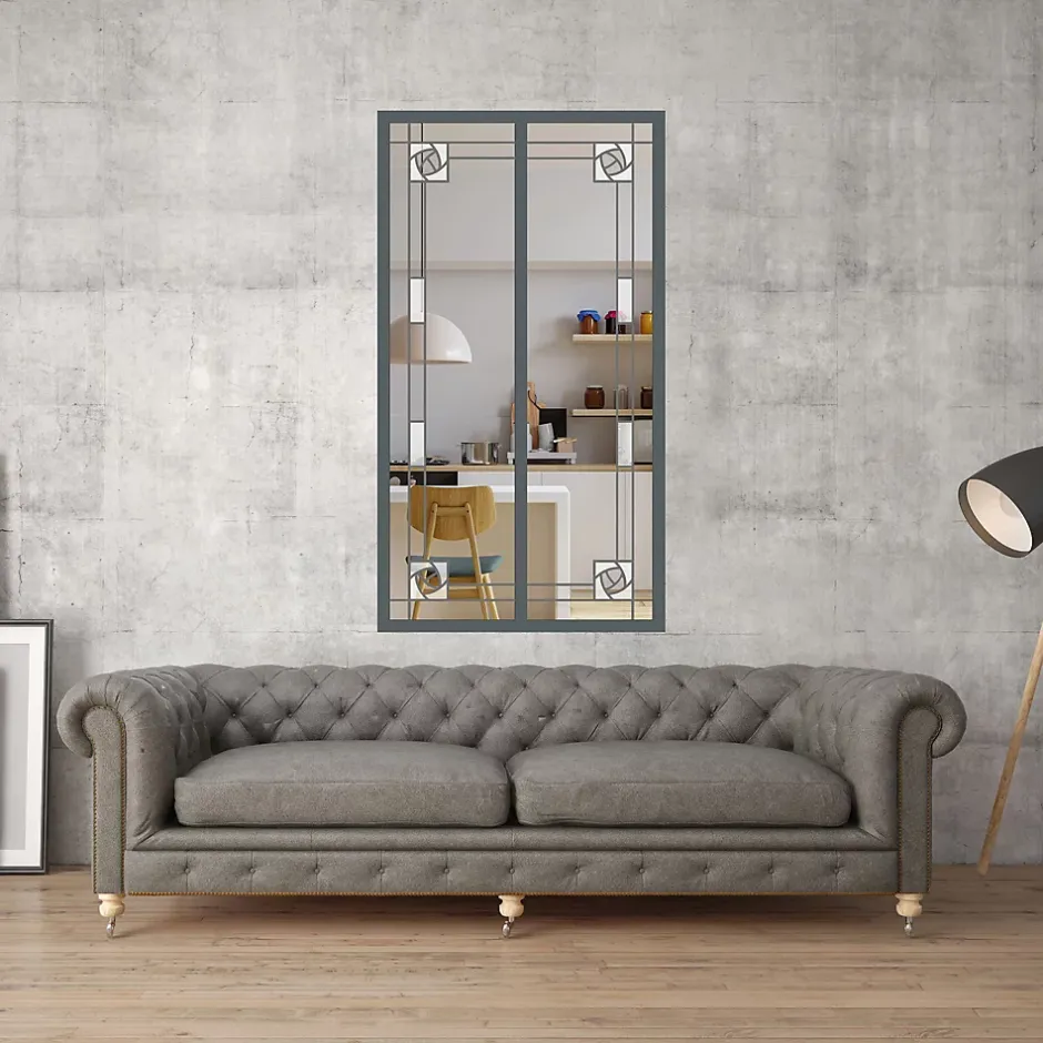 Verrière 2 verres Mackintosh - L x H : 69 x 125 cm - Laqué gris 7016 granité - verre Clair inclus-MySystem Best