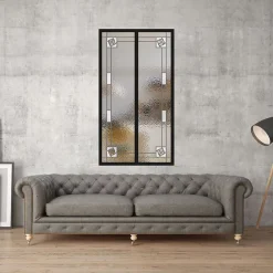 MySystem Verrière 2 verres Mackintosh - L x H : 69 x 125 cm - Laqué noir 9005 granité - verre Sahara inclus