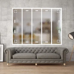 MySystem Verrière 5 verres Mackintosh - L x H : 168 x 125 cm - Laqué blanc 9003 granité - verre Sahara inclus