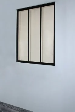 Verrière acier noir 3 vitrages opales H.105 x l.83 cm- Discount