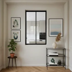 Verrière acier noir 2 vitrages transparents H 105 X L 57 cm