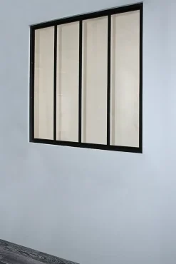 Verrière acier noir 4 vitrages opales H.105 x l.109 cm- Online