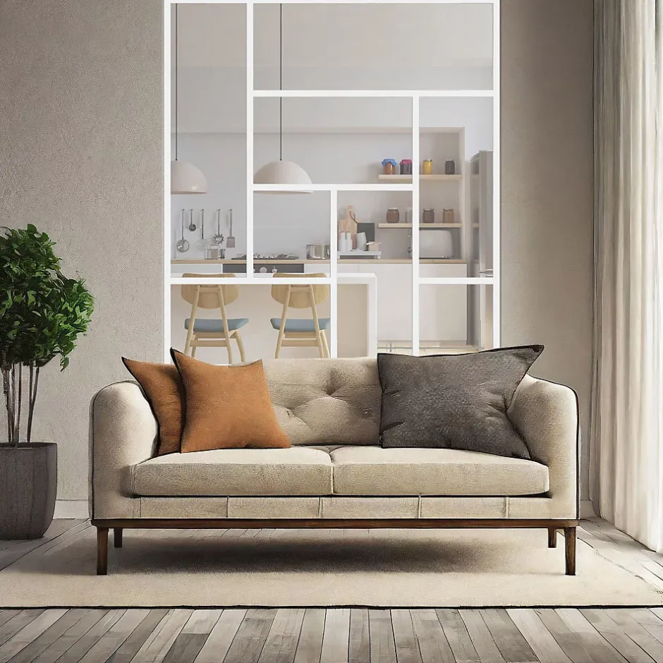 MySystem Verrière ArtDéco 8 - L x H : 150 x 170 cm - Laqué blanc 9003 granité - vitrages inclus